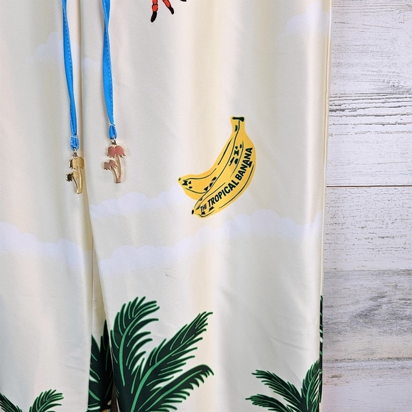 Joie Tropical Satin Wide Leg Pants S Sea Inspired Statement Maximalism Beachy - Picture 14 of 16